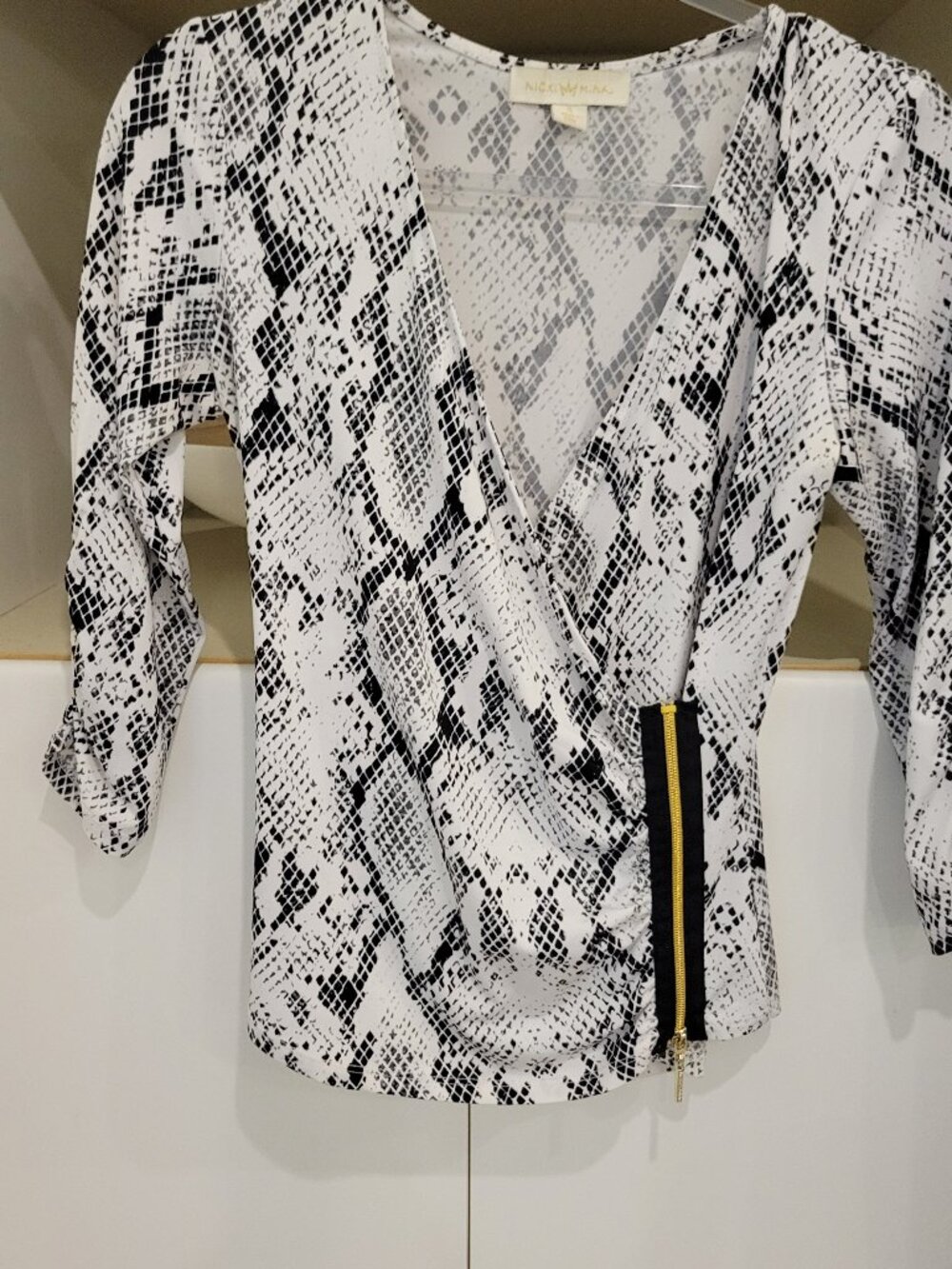 Nicki Minaj Snakeskin pattern Top with gold zipper